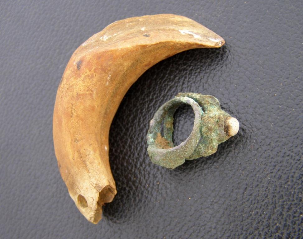 предметы украшений из кимакского захоронения перстни и подвеска из клыка кабана сж